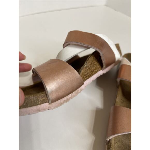 Birkenstock Size 32 205 Kids 1-1.5 Sandals Rose Gold White Birko flor